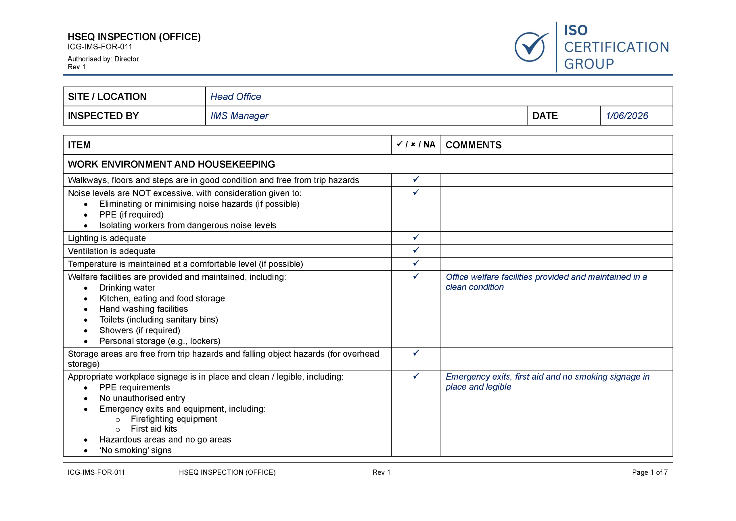 HSEQ Inspection Guide | ISO Certification Australia